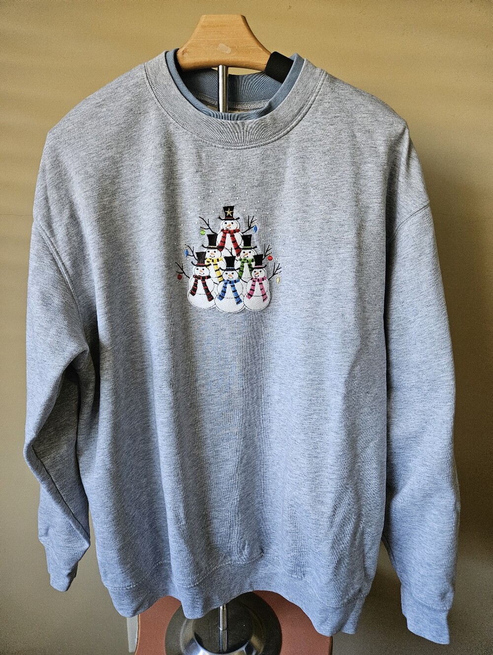 Vintage M&C Sportswear Embroidered Snowman Family Sweatshirt Gray Crewneck - 1X